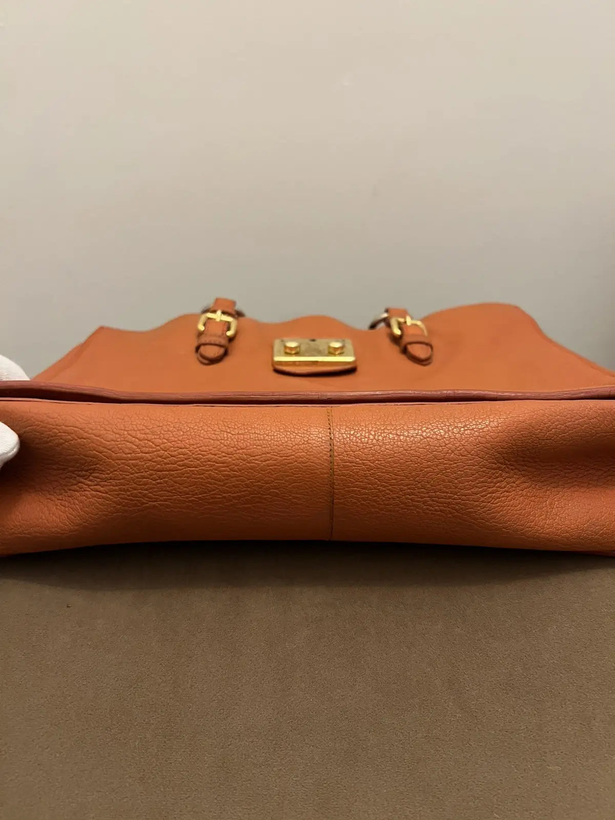 Miu Miu Orange Leather Large Madras Tote