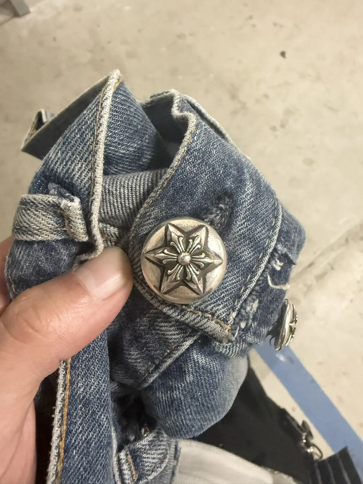 Chrome Hearts Canes Exclusive Diamond Crosses Sliver Jeans