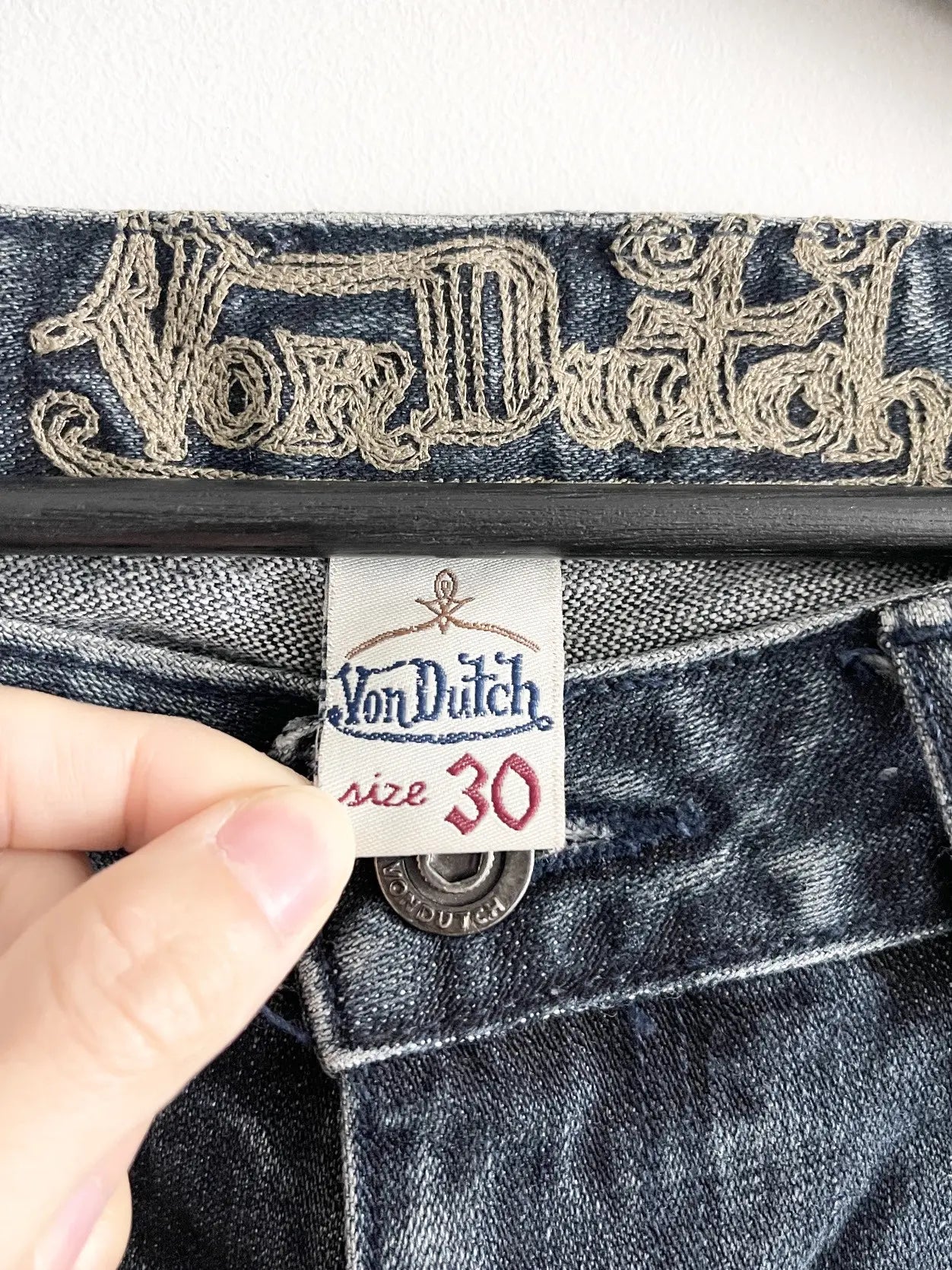 2000s Von Dutch Back Pocket Jumbo Logo Denim Jeans