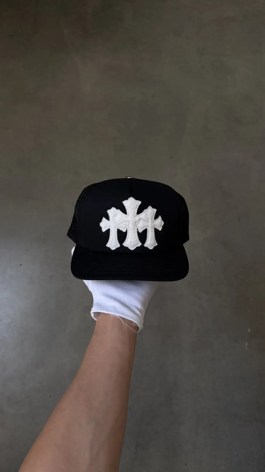 Chrome Hearts Pony Hair Cemetery Cross Trucker Hat