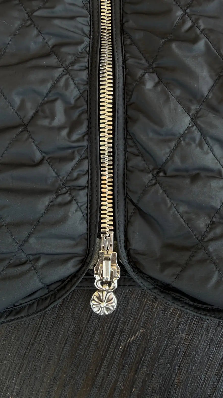 Chrome Hearts "Papa" Spinal Cross Patch Quilted Vest Size M Chrome Hearts