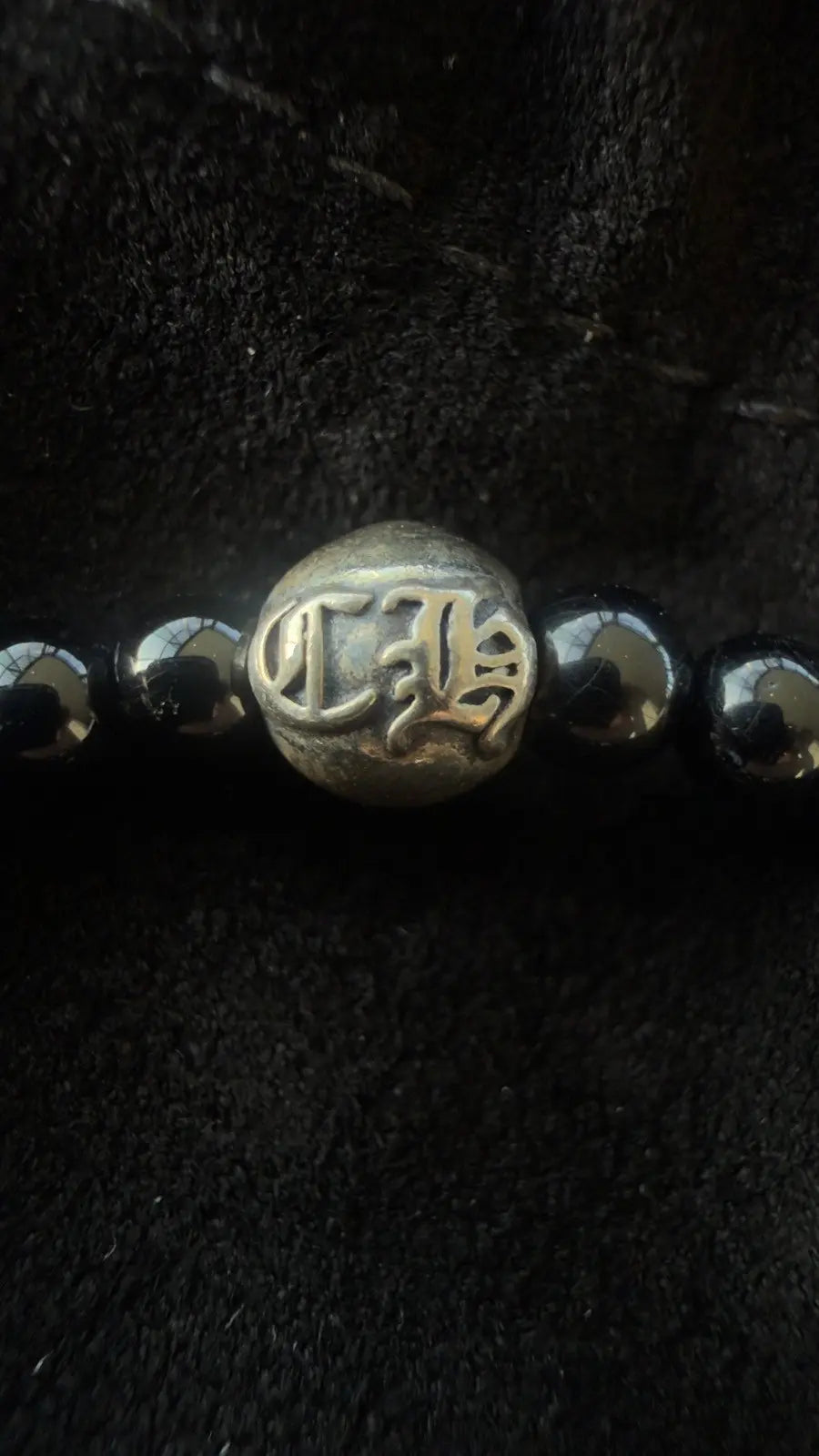 Chrome Hearts Black Onyx Beaded Bracelet Chrome Hearts
