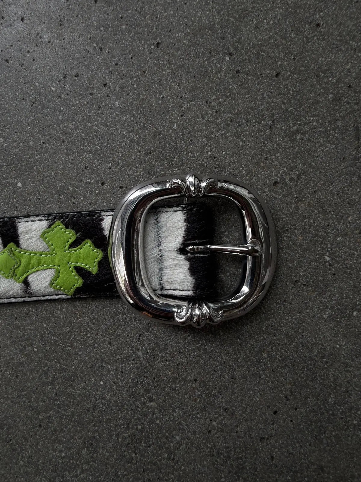 Chrome Hearts Zebra Green Patch Cross Patch Belt