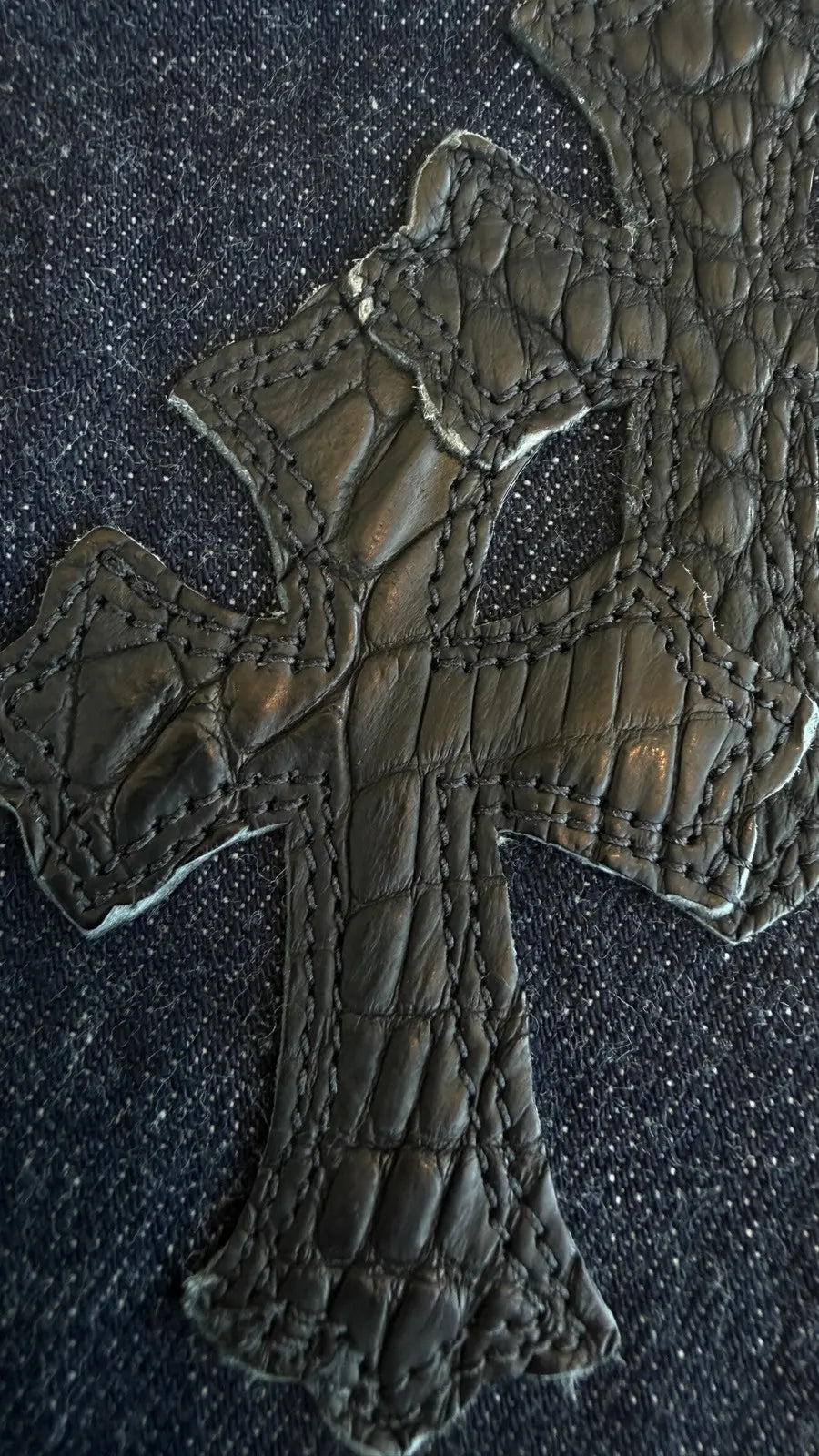 Chrome Hearts Crocodile Cross Patch Jeans Chrome Hearts