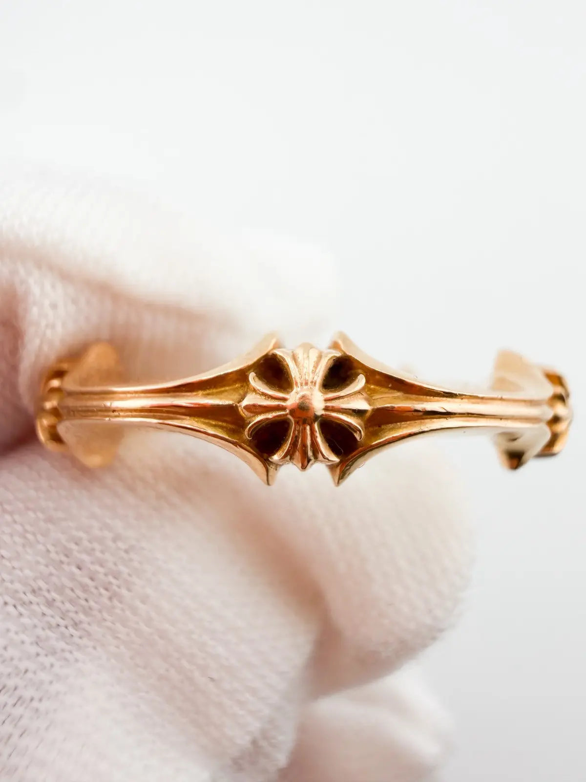 Chrome Hearts 22K Gold Plus Cross and Bone Ring