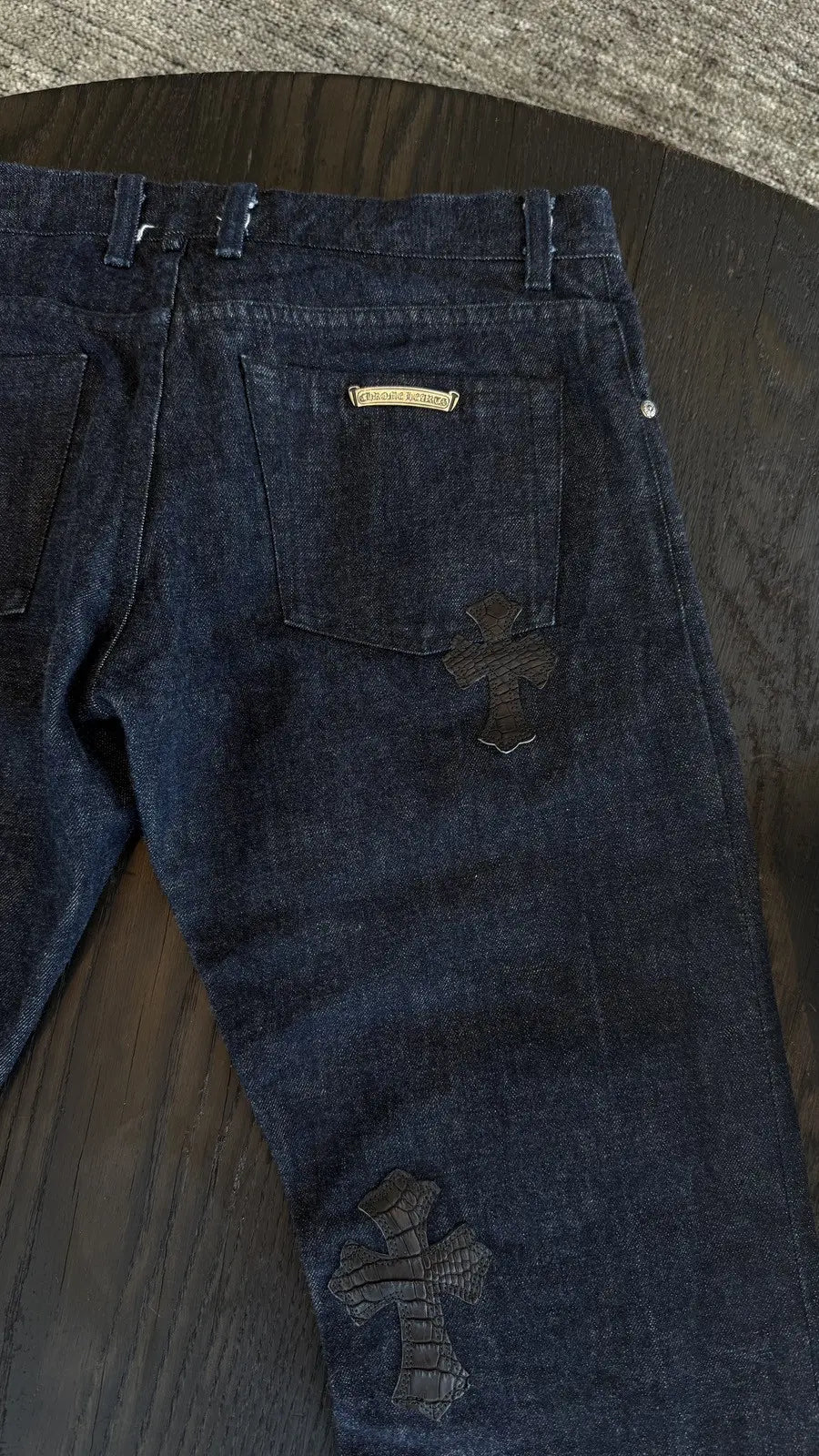 Chrome Hearts Crocodile Cross Patch Jeans Chrome Hearts