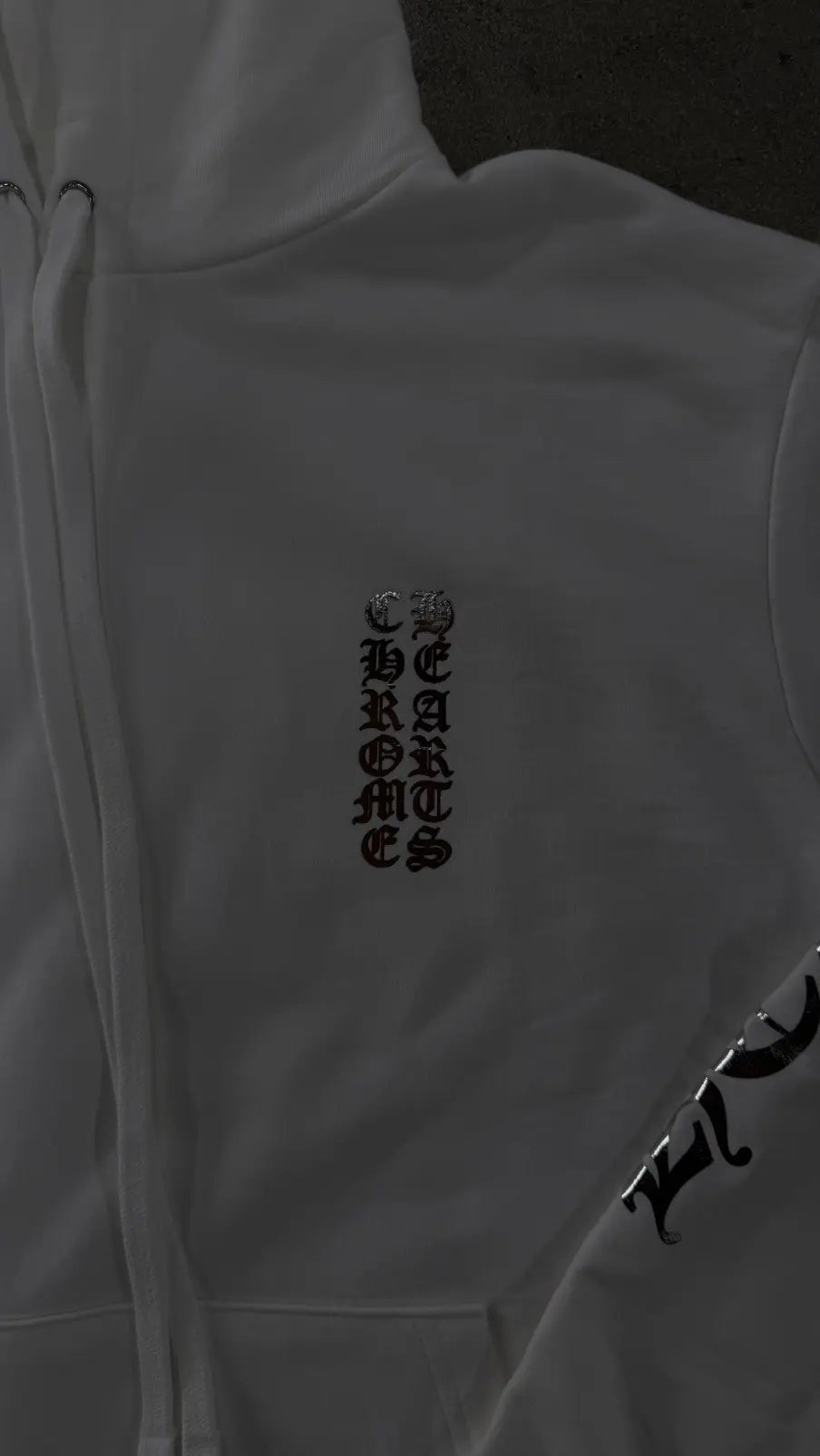Chrome Hearts White Foil Hoodie Silver Scroll Script