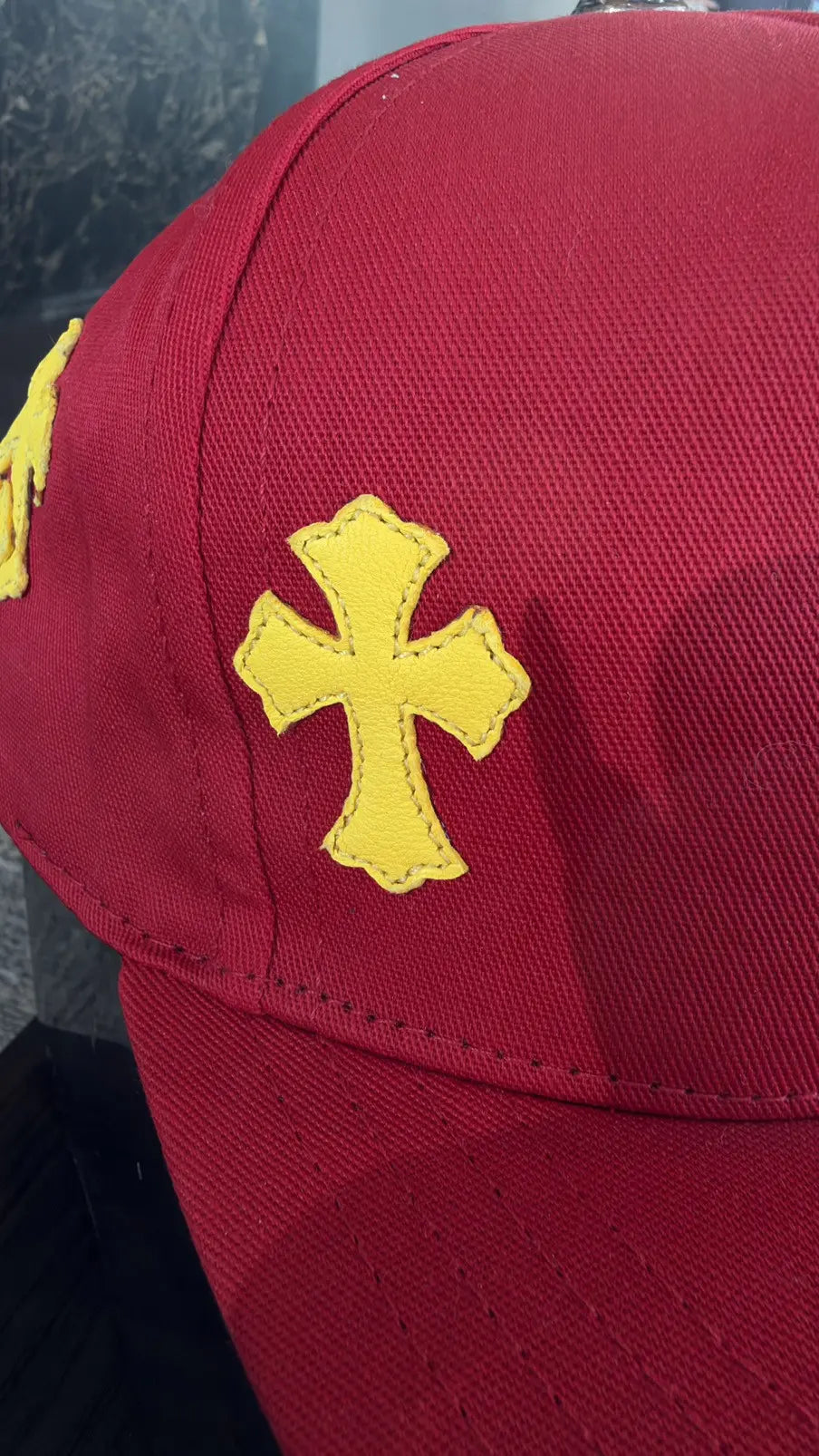 Chrome Hearts Red Yellow Cross Patch Baseball Cap Chrome Hearts