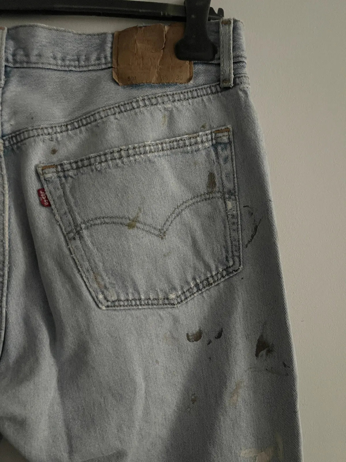 1990s Levi’s 501 Distressed Paint Denim Jeans