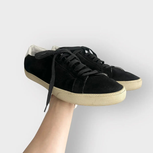 Saint Laurent SL/06 Leather Trimmed Suede Sneakers