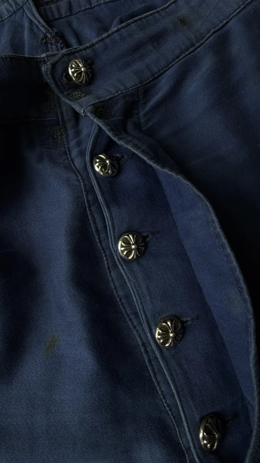 Chrome Hearts Blue Cross Patch French Work Pants