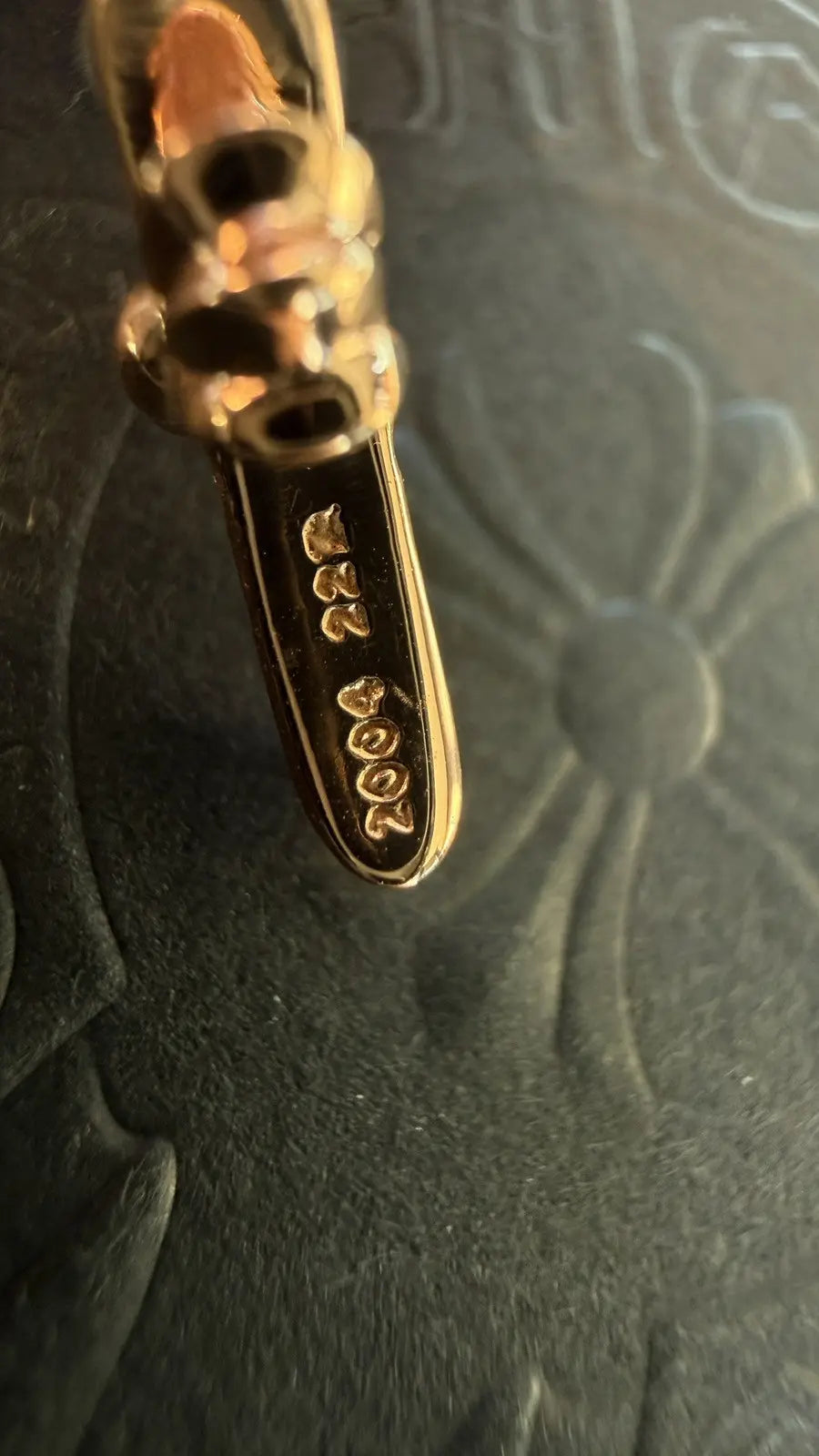 Chrome Hearts 22K Gold Ruby Tiny Cross Charm Pendant Chrome Hearts