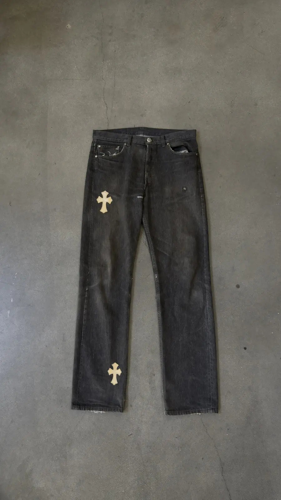 Chrome Hearts LEVI'S Black Denim "GOLD CROSSES"