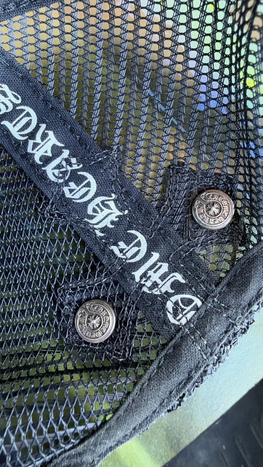 Chrome Hearts Cemetery Cross Leather Stitched Trucker Hat Chrome Hearts