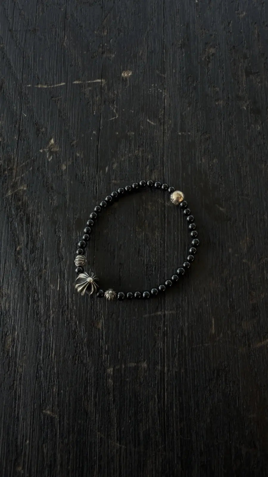 Chrome Hearts Black Onyx Beaded Bracelet Chrome Hearts