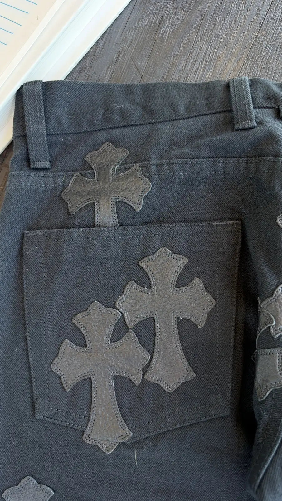 Chrome Hearts Cross Patch Jorts Vibe Cropped Denim Jeans Size 34 Chrome Hearts