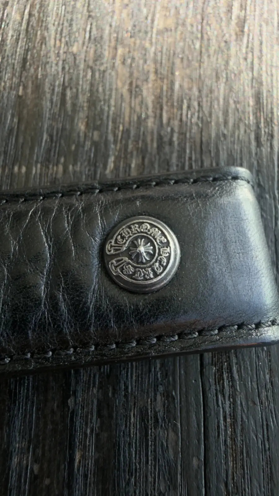 Chrome Hearts Black Textured Leather Belt Strap Chrome Hearts