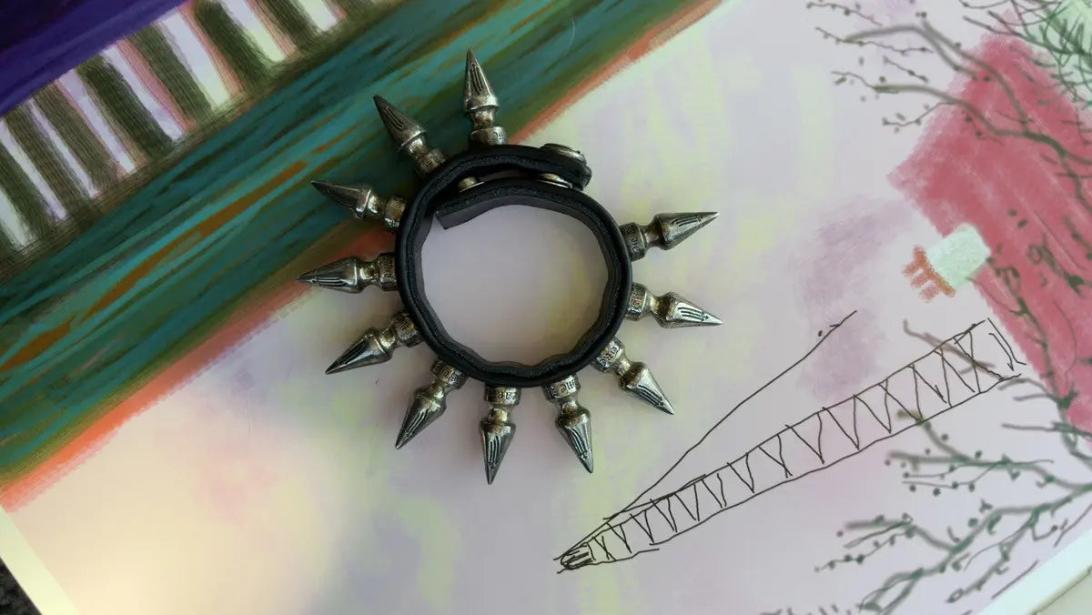 Chrome Hearts Punk Series Spike Leather Bracelet Chrome Hearts