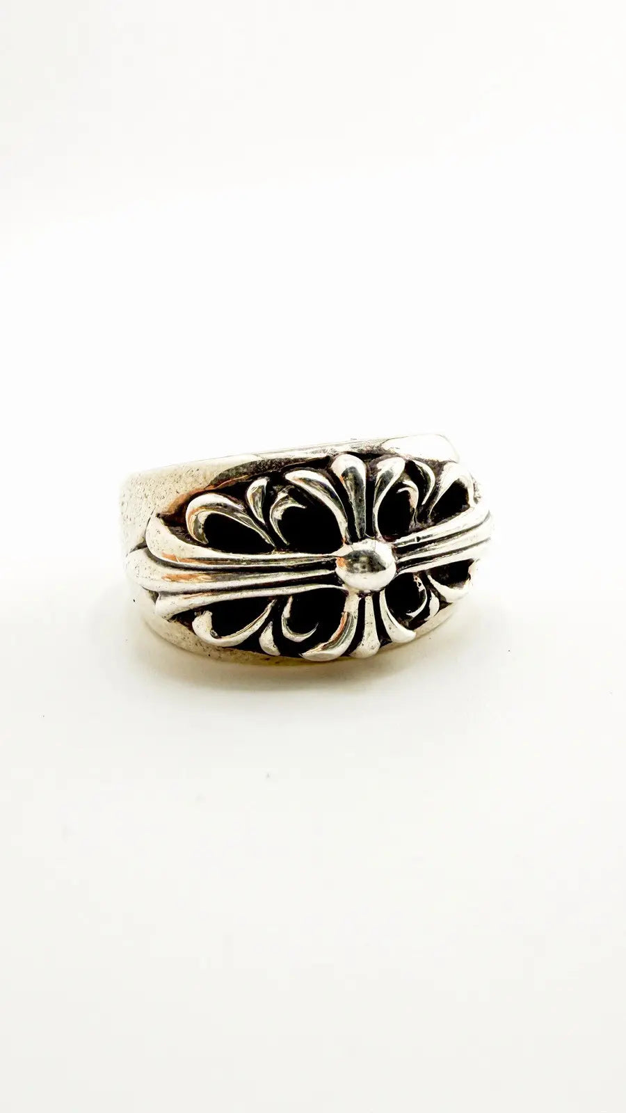 Chrome Hearts Sterling Silver Floral Cross Ring Chrome Hearts
