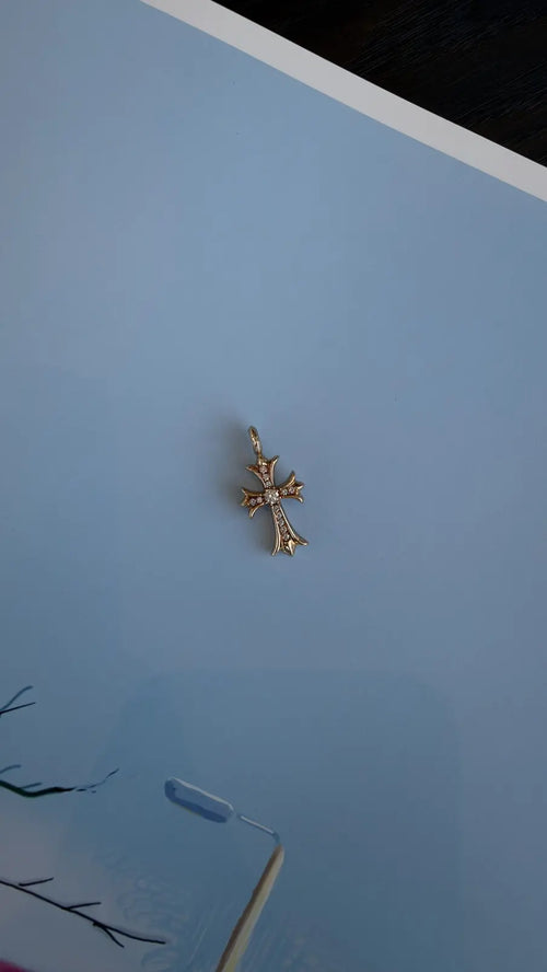 Chrome Hearts 22K Gold Diamond Cross Pendant Chrome Hearts