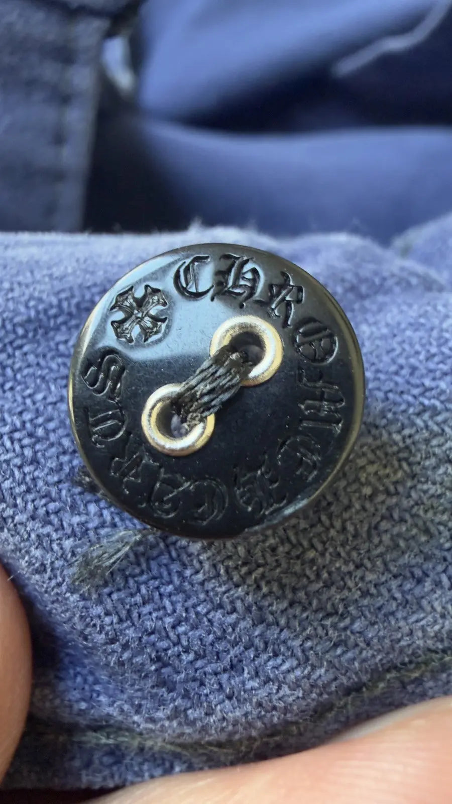 Chrome Hearts Blue Cross Patch Vintage French Work Pants