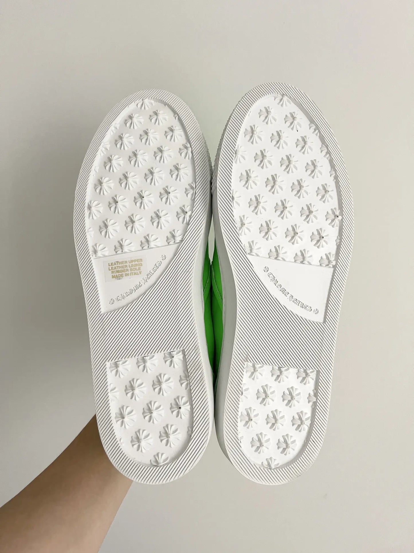 Chrome Hearts Neon Green Jumbo Studs Leather Slip On