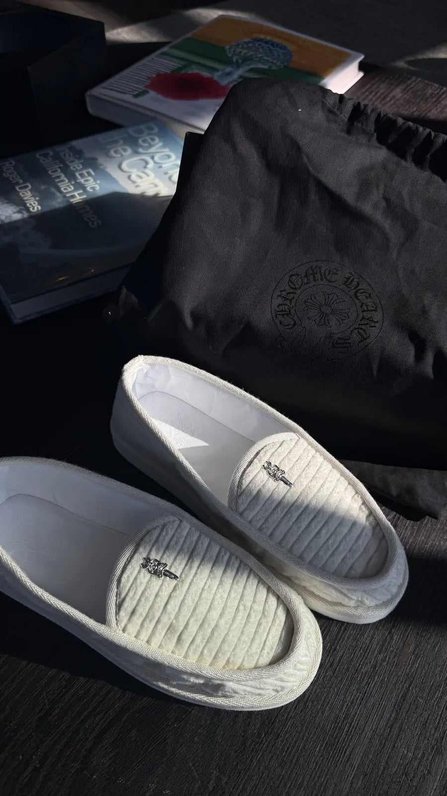 Chrome Hearts White Corduroy Dagger Loafers Chrome Hearts