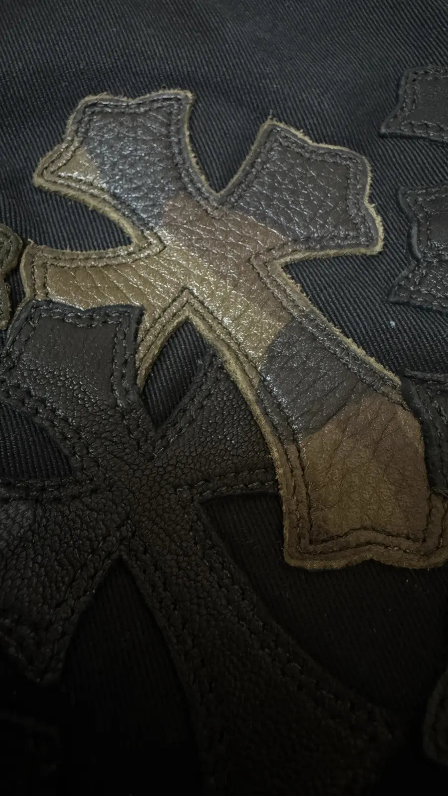 Chrome Hearts Chino Pants Black Camo Cross Patches