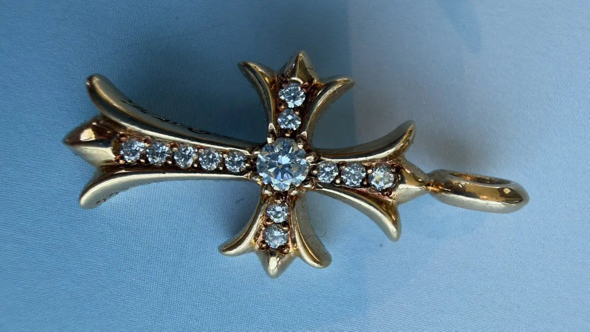 Chrome Hearts 22K Gold Diamond Cross Pendant Chrome Hearts