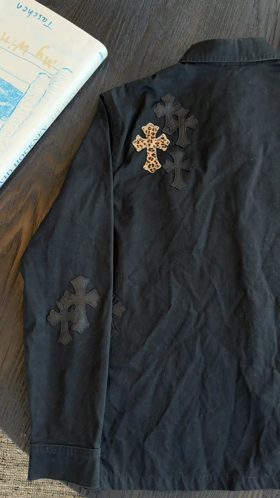 Chrome Hearts Work Dog Cross Leather Patch Jacket Size XL Chrome Hearts