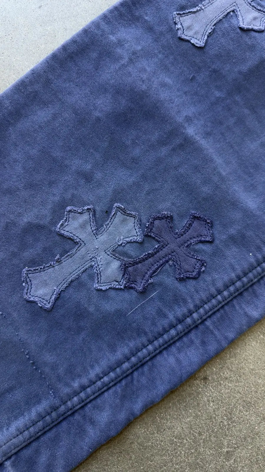 Chrome Hearts Blue Cross Patch Vintage French Work Pants