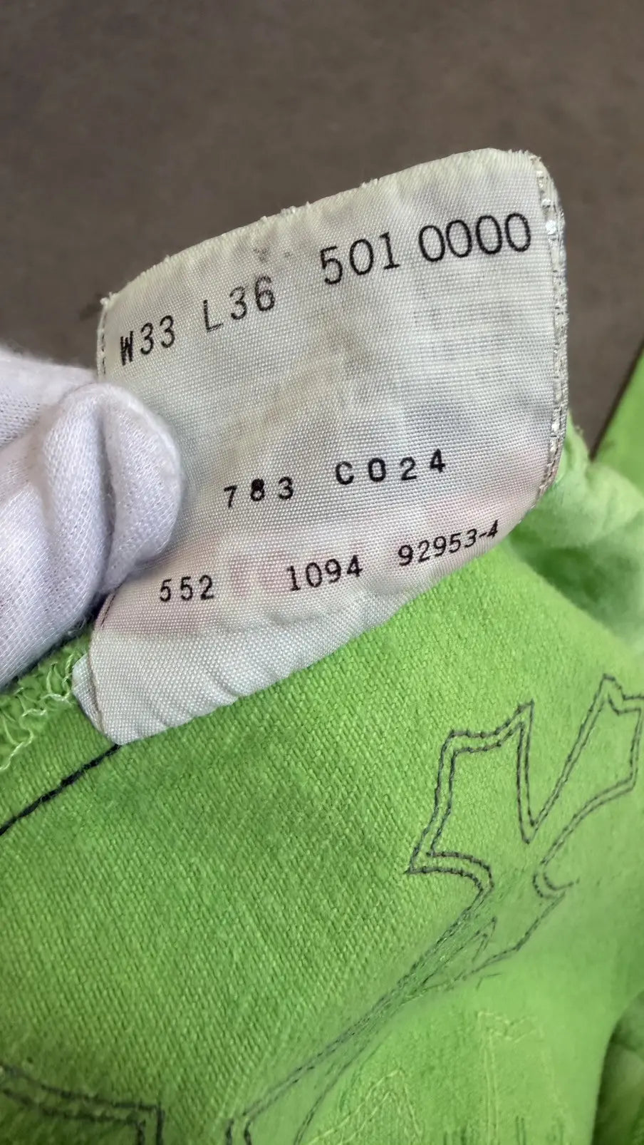 Chrome Hearts Green&Black Cross Patch Jeans