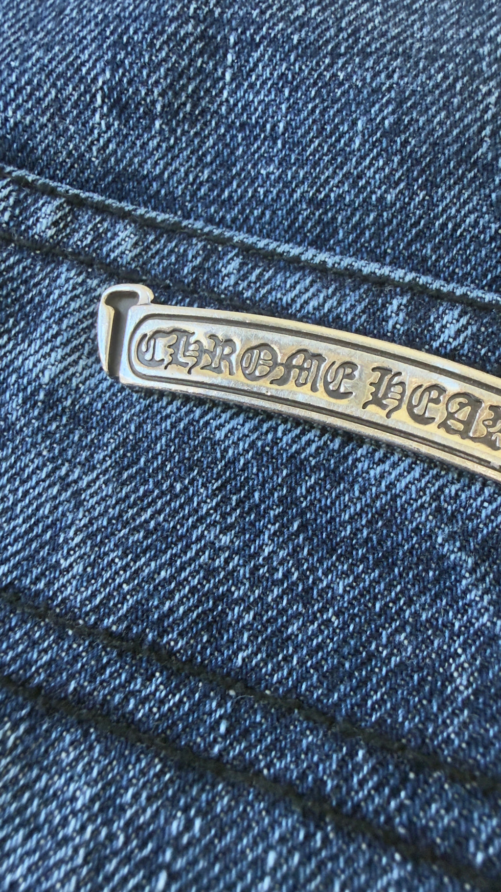Chrome Hearts Blue Cheetah Cross Patch Jeans