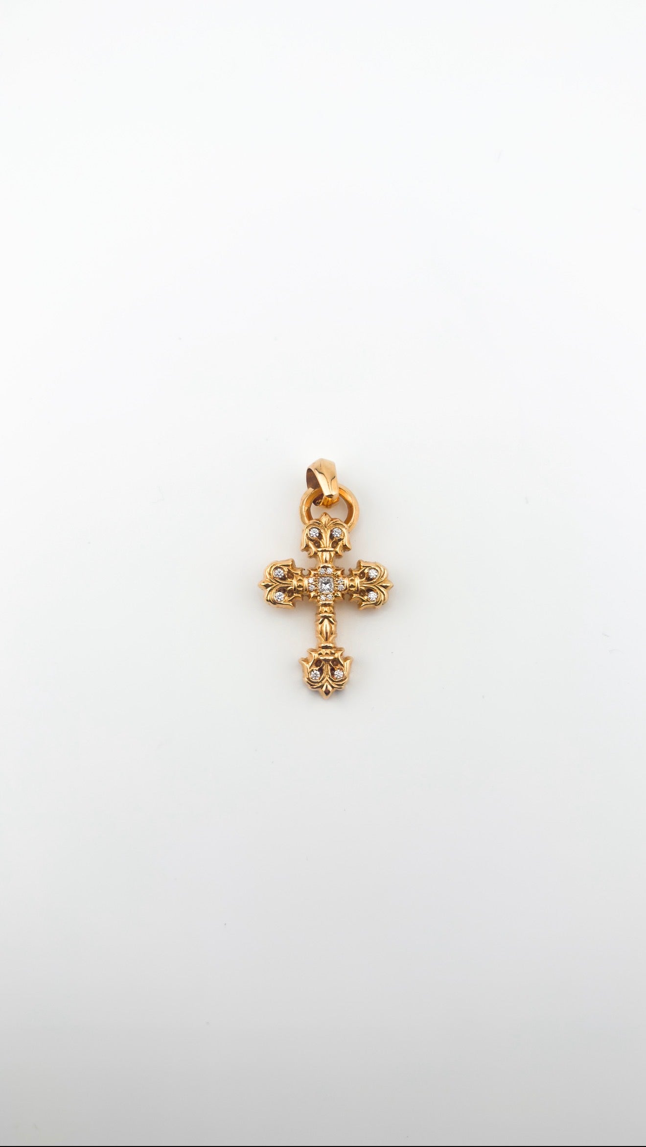 Chrome Hearts 22k Gold & Diamond Filigree Cross Pendant