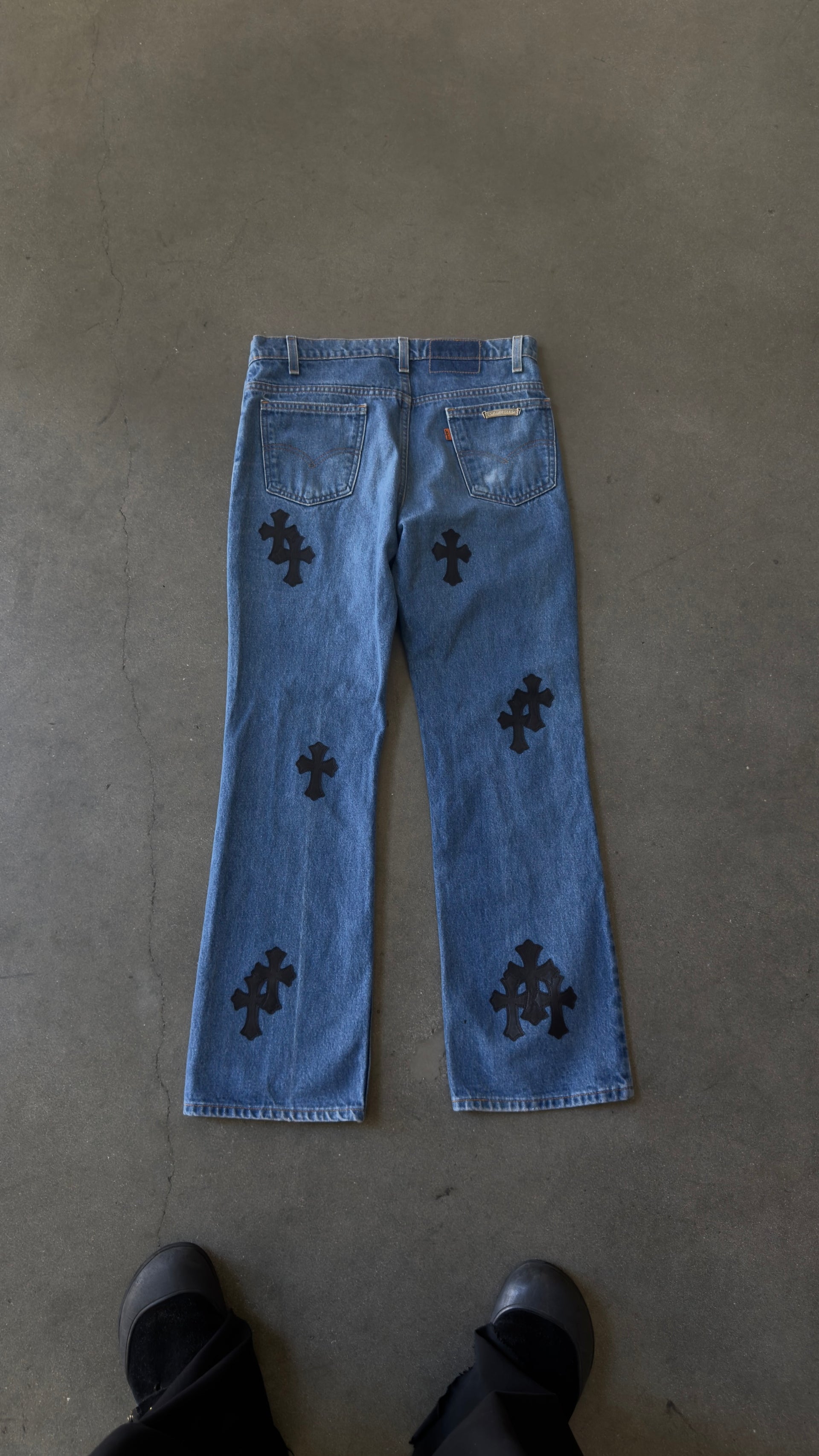 Chrome Hearts Levis 517 Black Cross Patch Jeans BLUE