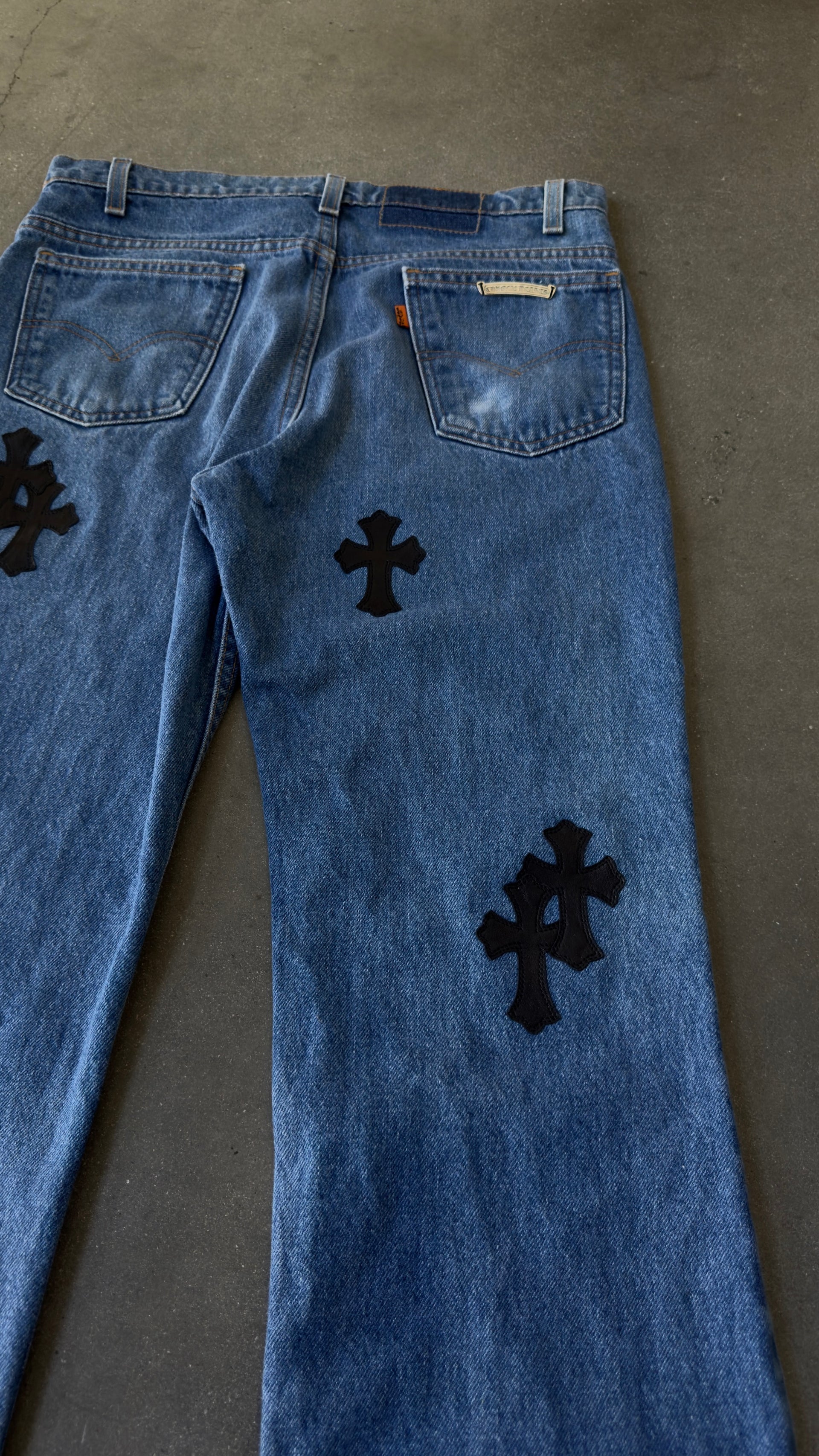 Chrome Hearts Levis 517 Black Cross Patch Jeans BLUE