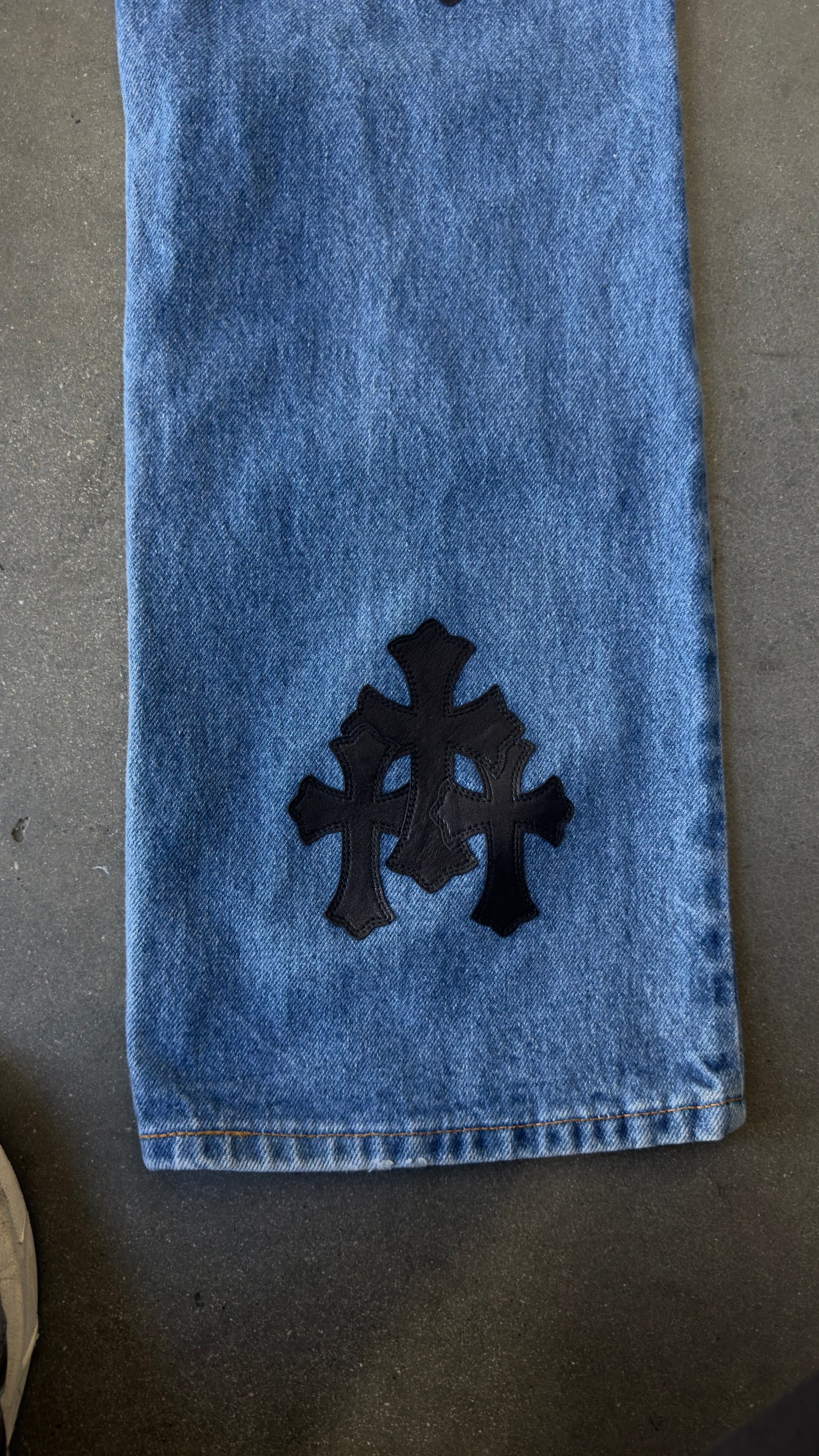 Chrome Hearts Levis 517 Black Cross Patch Jeans BLUE