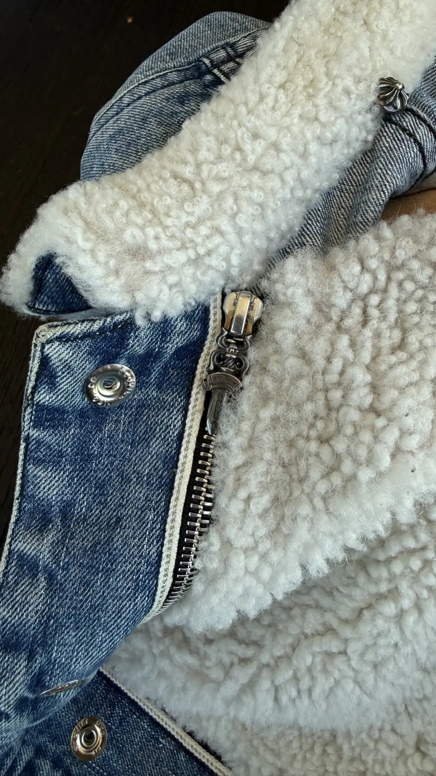 Chrome Hearts Levi's Cross Patch Denim Sherpa Jacket Chrome Hearts