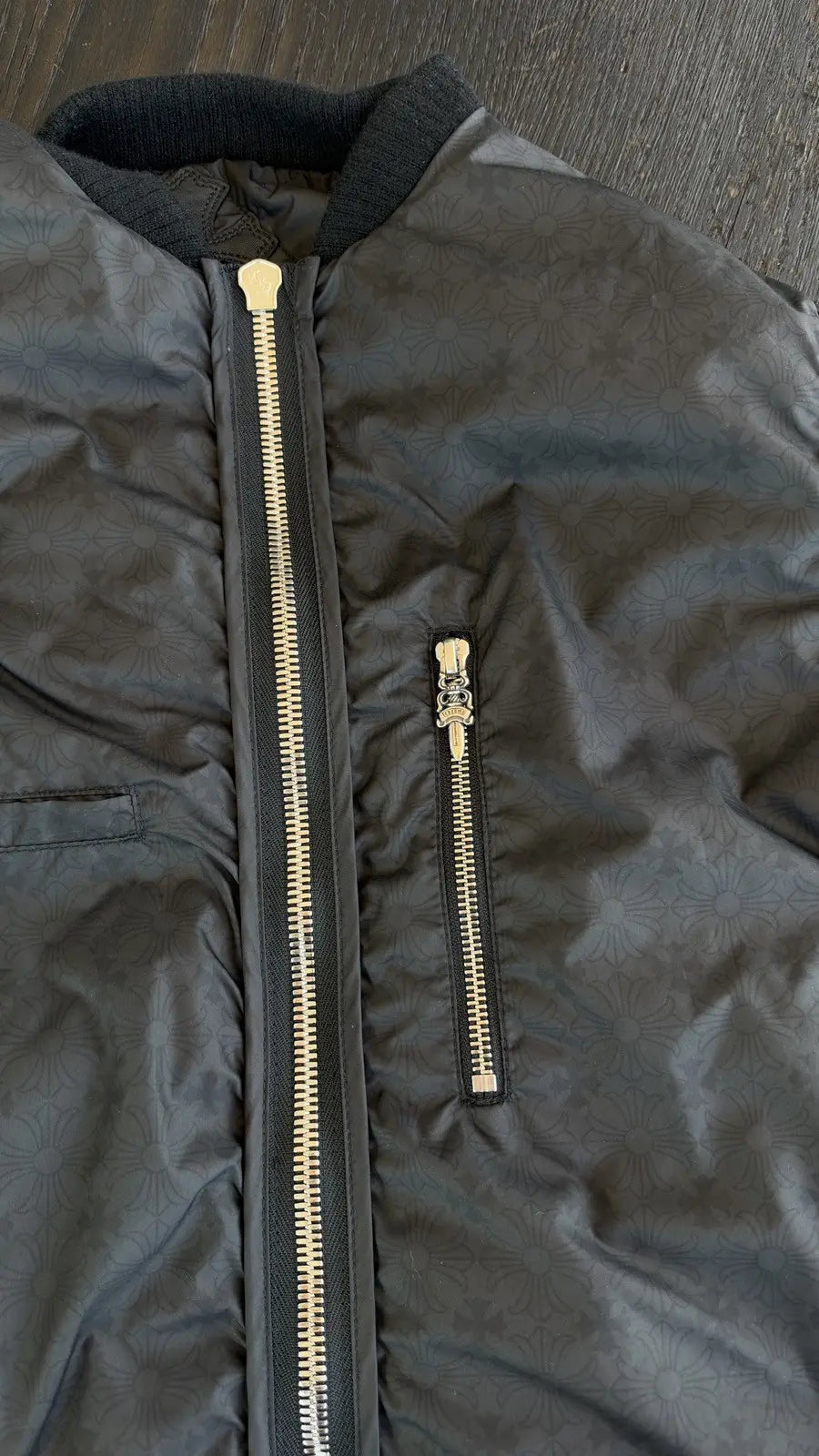 Chrome Hearts "Papa" Spinal Cross Patch Quilted Vest Size M Chrome Hearts