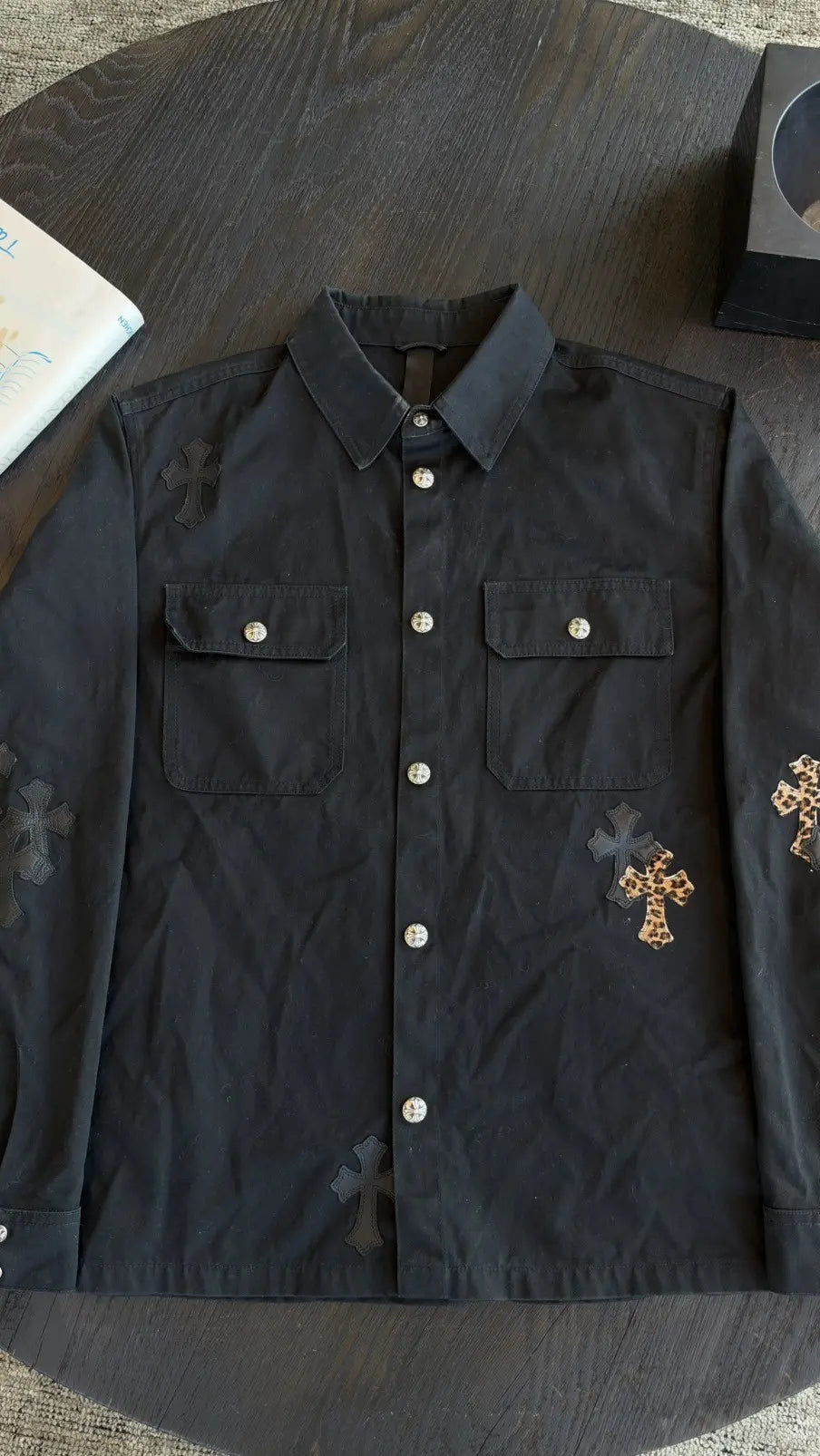 Chrome Hearts Work Dog Cross Leather Patch Jacket Size XL Chrome Hearts