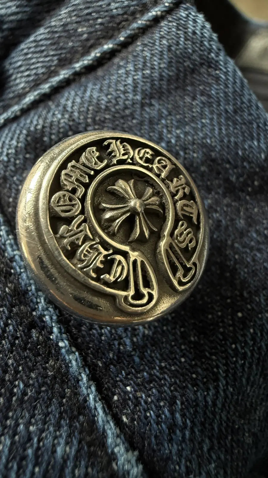 Chrome Hearts KS Cut Raw Blue Denim Jeans
