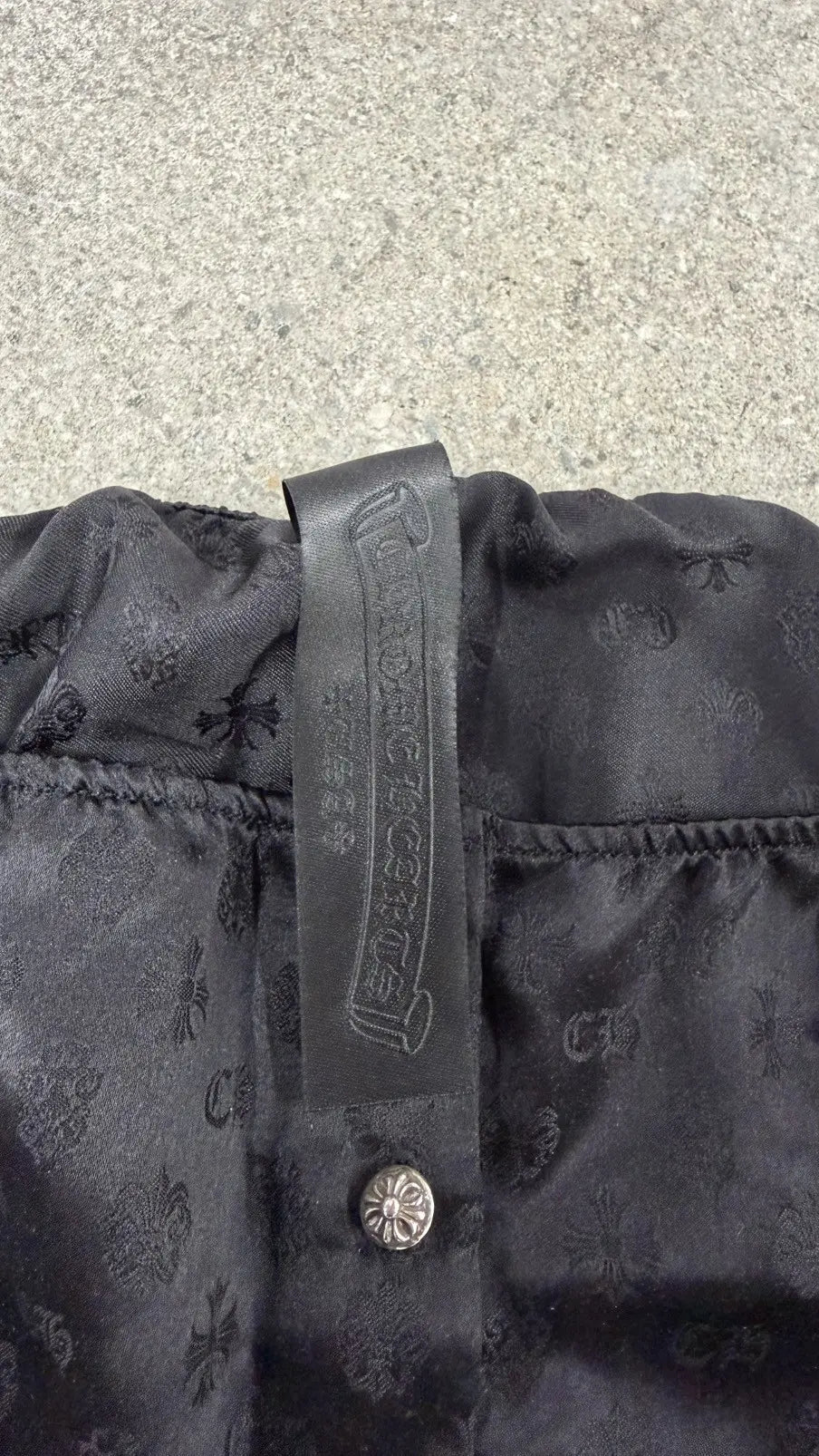 Chrome Hearts Black Silk Shoulder Top