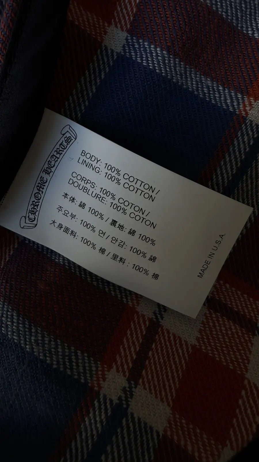 Chrome Hearts Plaid Cropped Cargo Flannel Shirt