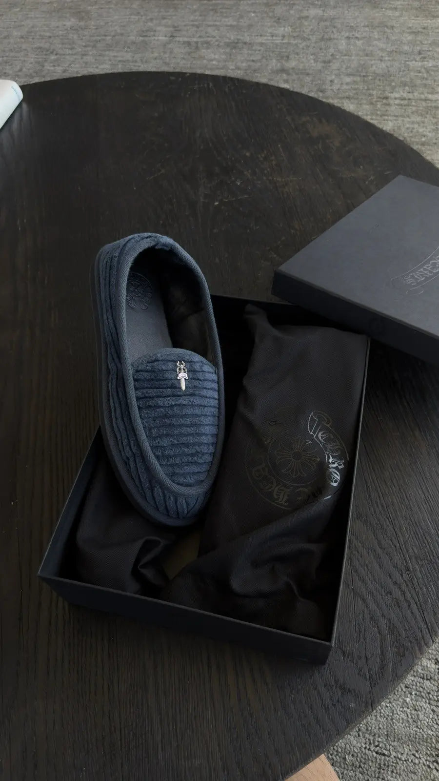 Chrome Hearts Dagger Corduroy Slip-On Slippers Chrome Hearts