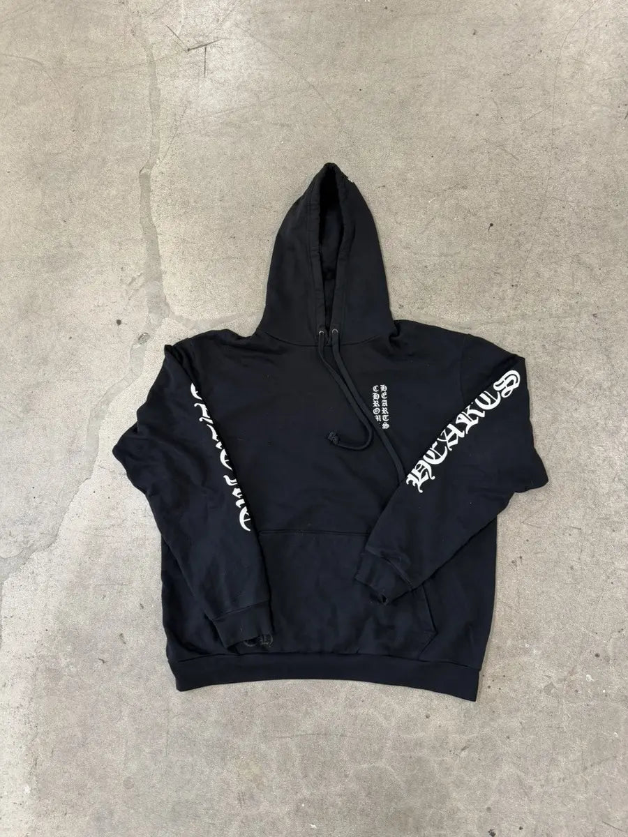 Chrome Hearts Letters Sleeve Pullover Hoodie Black