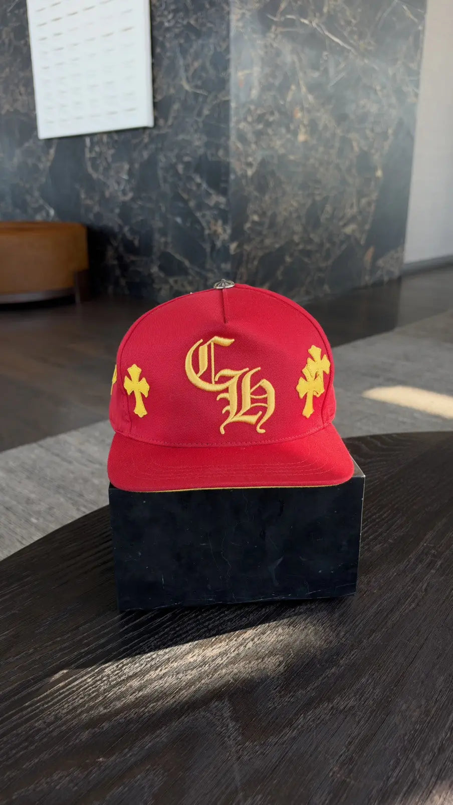 Chrome Hearts Red Yellow Cross Patch Baseball Cap Chrome Hearts