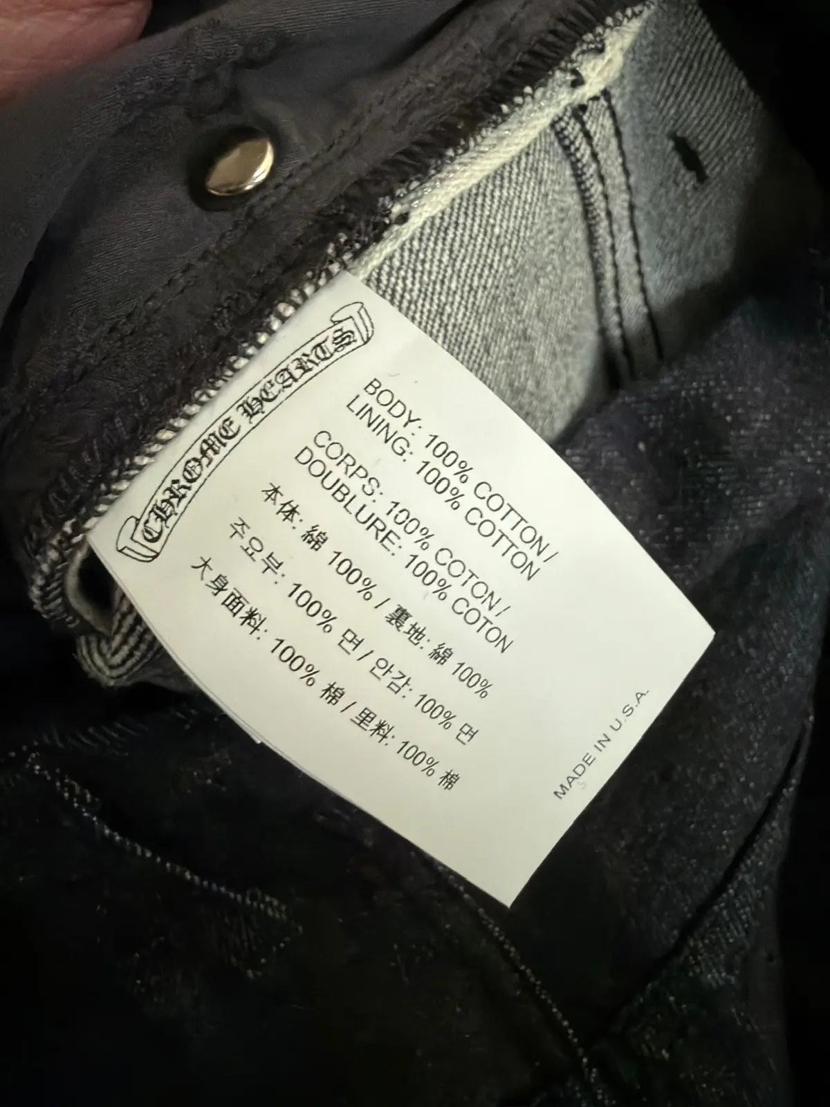 Chrome Hearts KS CUT Raw Indigo Denim Jeans — Size 32
