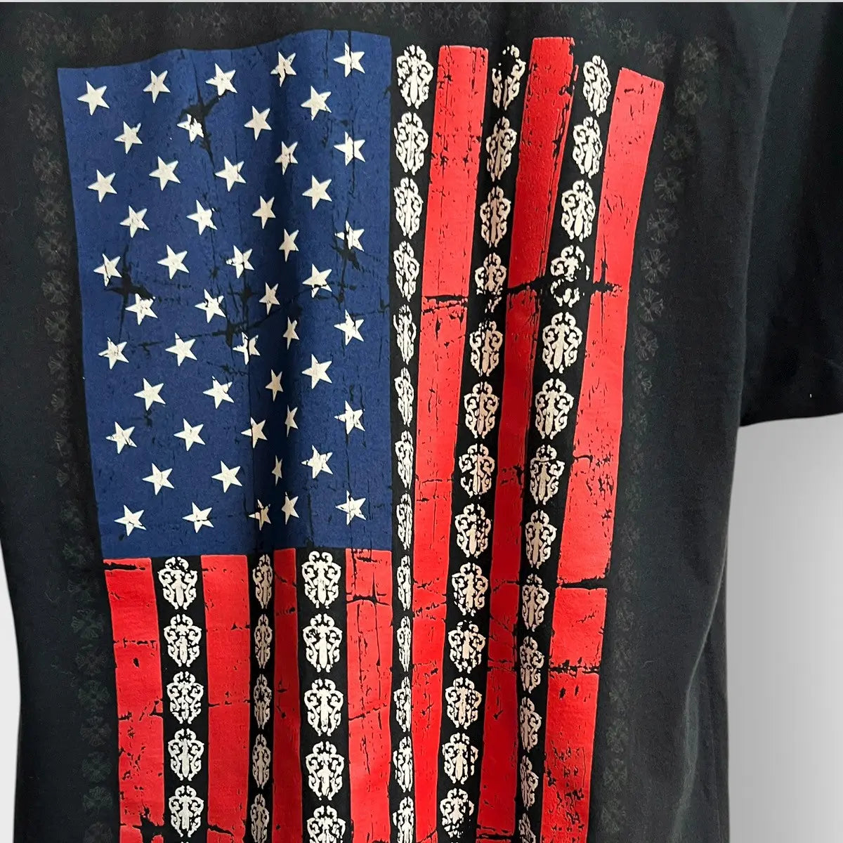 2010s Chrome Hearts USA Flag Scroll Logo Tee