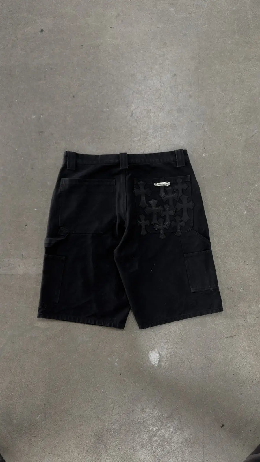 Chrome Hearts Double Knee Cross Patch Shorts