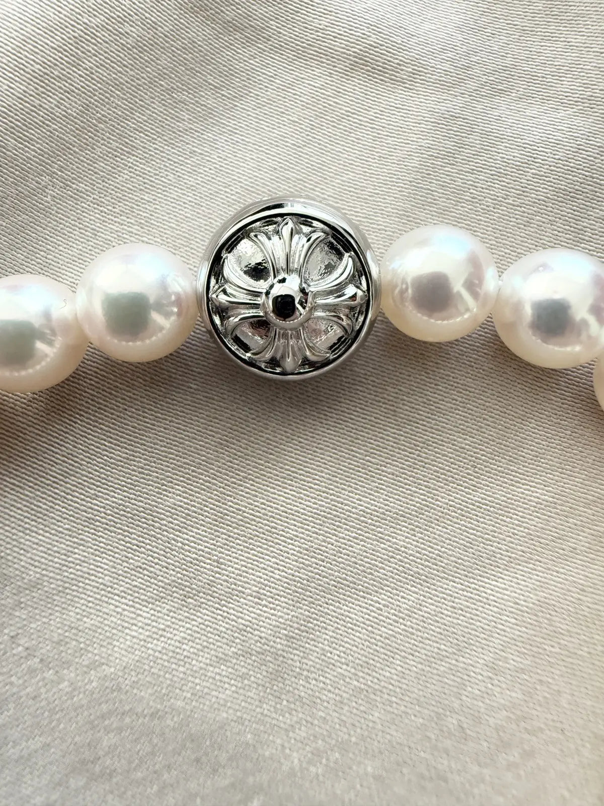 Chrome Hearts Mikimoto White Pearl Bracelet